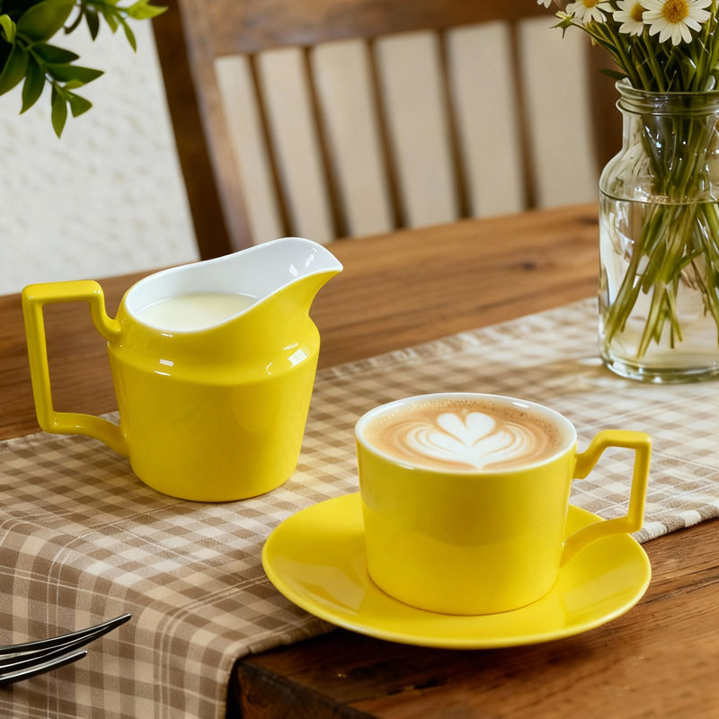 11 Piece Yellow Ceramic Tea Set, Yellow