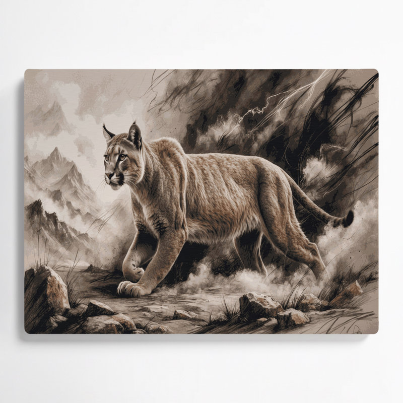 «Big Cats Patagonian Puma», art mural en métal gris, H 20 po x l 30 po