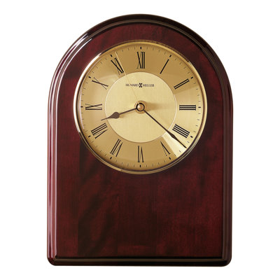 Horloge murale et de bureau traditionnelle Honor Time III, plaque arquée en bois franc ultrabrillant avec cadran en laiton, mouvement à quartz