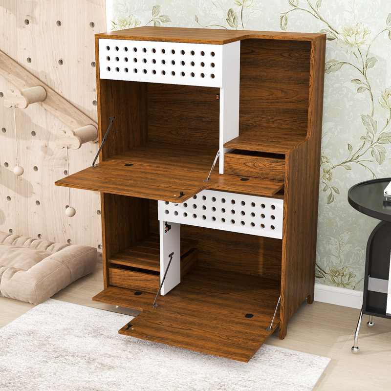 Meuble pour chat 2 en 1, litière et table d'appoint, maisonnette pour chat avec rangement pour 2 chats, Brun