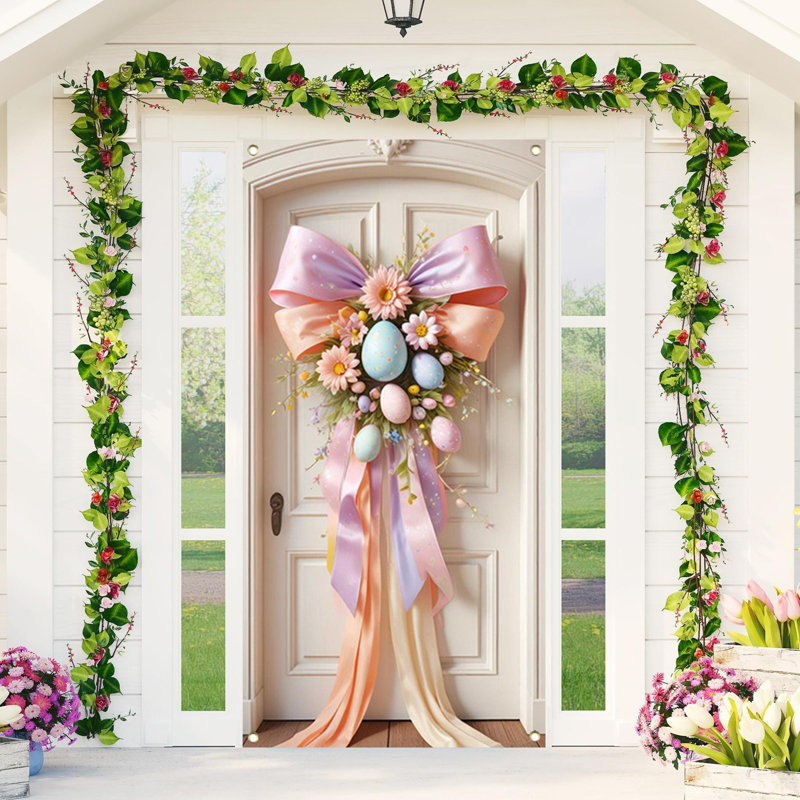 Kbndieu Easter Door Curtain Suitable for Large Party Supplies Room Garden Wall Decoration Holiday Decoration Background