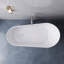 Baignoire de trempage autoportante 67 po à surface solide, baignoire ovale blanc mat avec trop-plein