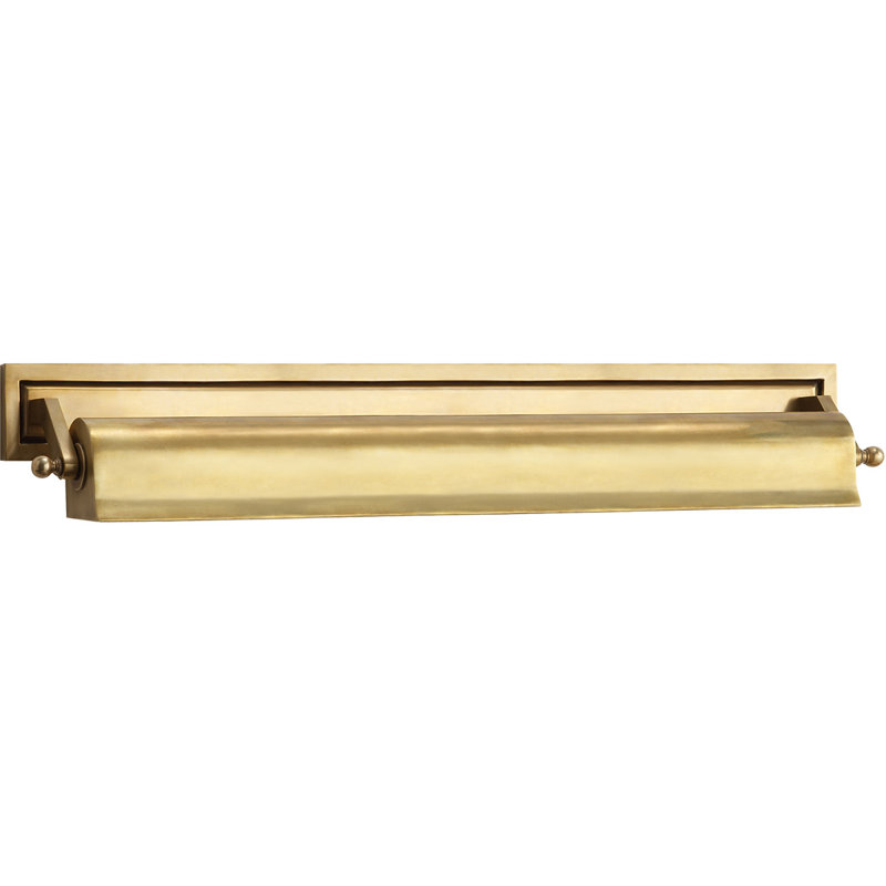 Thomas O'Brien Library Picture Light, Hand-Rubbed Antique Brass, 4" H x 23.5" W x 5" D