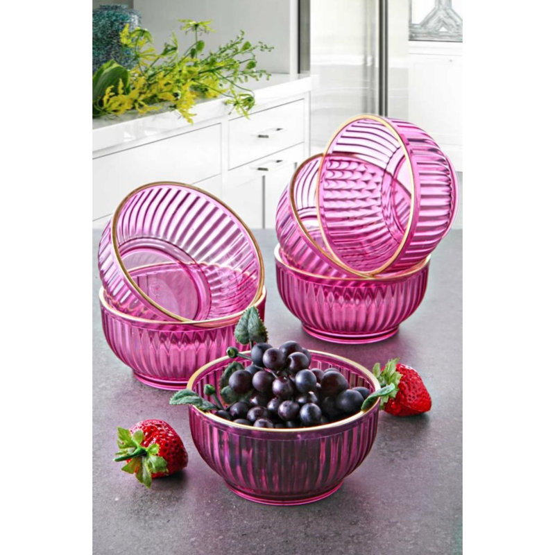 Set of 6 Lilac Acrylic Bowls, 4.0 x 4.0 x 2.0 inches | 8.5 Fl Oz Capacity Each | 100% Durable Acrylic, Dishwasher Safe | Perfect for Snacks, Salads, and Dips, Ideal for Home and Parties, Vibrant Color