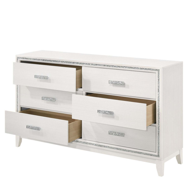 Commode 6 tiroirs Haiden, finition blanche