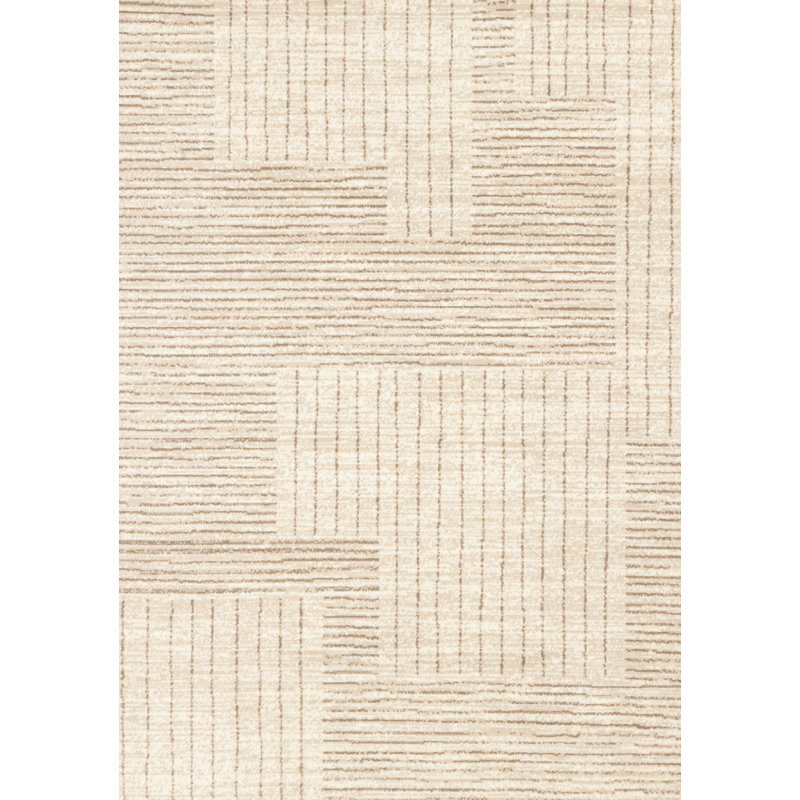 Manzelli Beige Cream Modern Striped Area Rug, Rectangle 7'9" x 10'6"