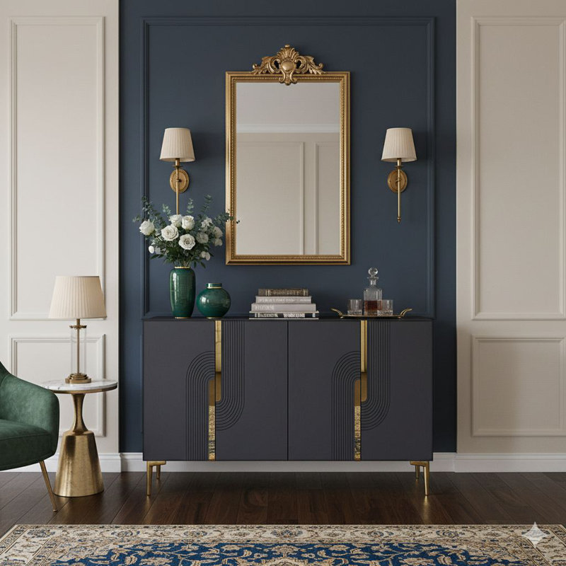 Console, Anthracite / doré