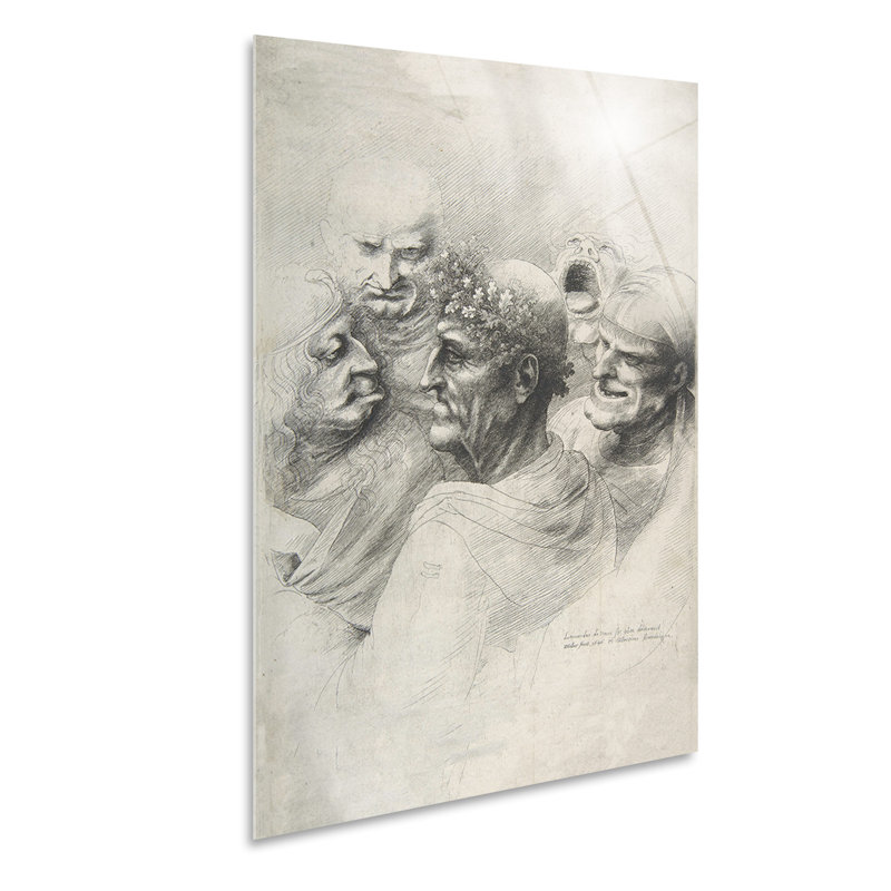 Leonardo da Vinci-Five grotesque heads-Vertical, Plastic/Acrylic, 100cm H x 70cm W