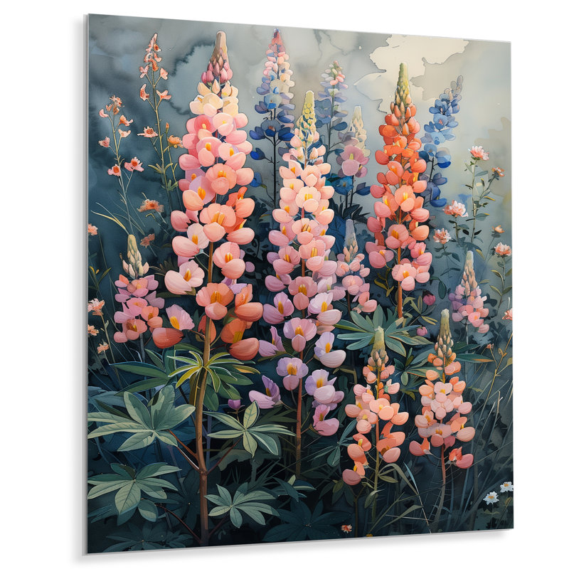 Lupin Flower Summer Garden - Lupin, art mural, Métal métal, H 32 po x l 16 po x P 1 po