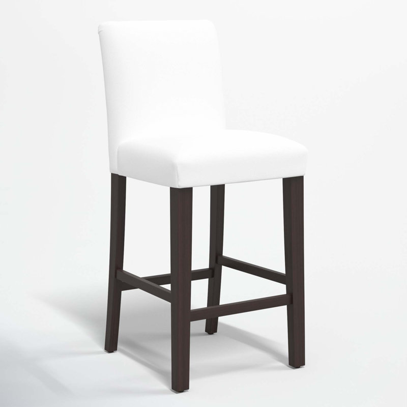 Hadrien Bar & Counter Stool, Bar Stool (31” Seat Height), White Performance Twill, Black Wood