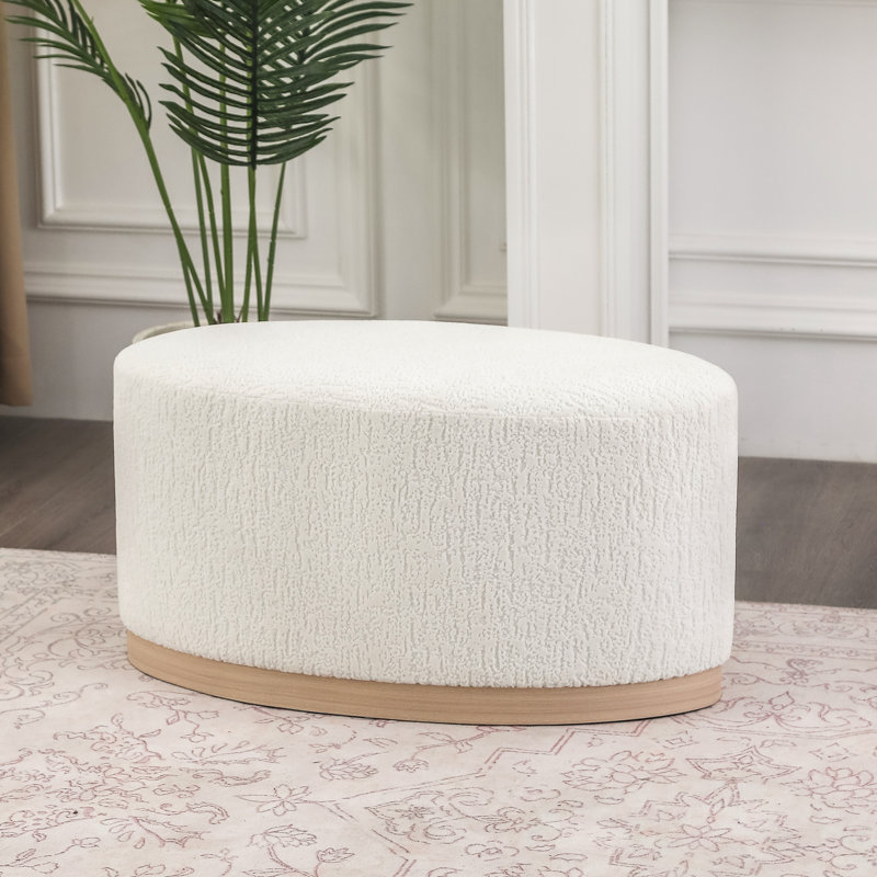 Banc moderne de 40 cm (16 pouces) recouvert de velours pour la chambre et le salon, Blanc