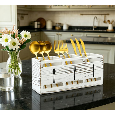 Porte-ustensiles de cuisine en bois Farmhouse