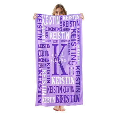  Serviette de plage personnalisée avec nom, serviette de bain en microfibre personnalisée 30 * 60 pouces