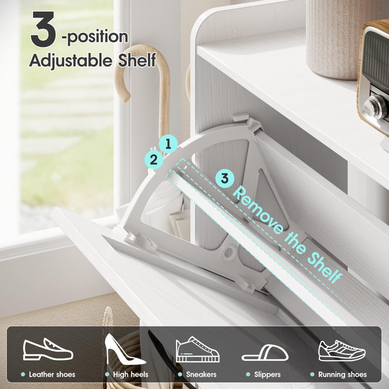 20 Pair Shoe Storage Bench, White