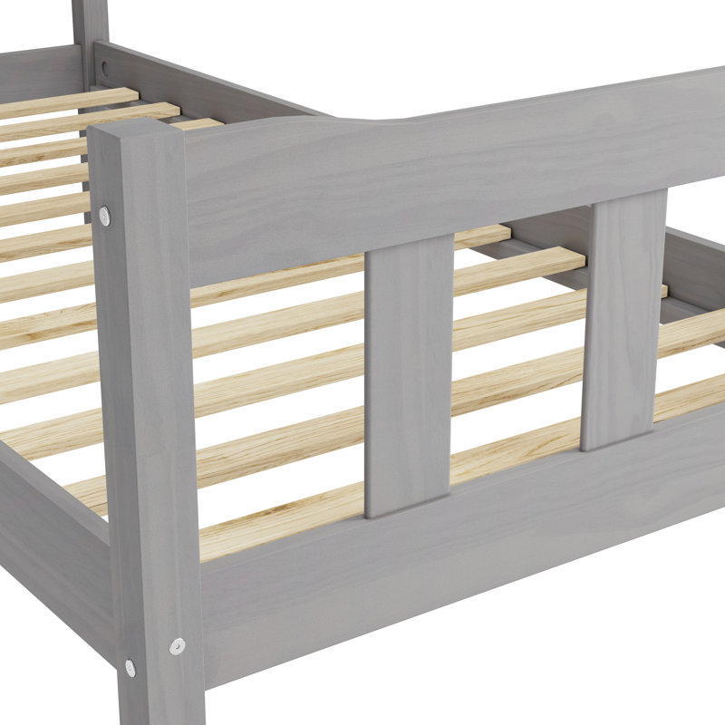 Throop Solid Wood Bed, Grey, Single (3')