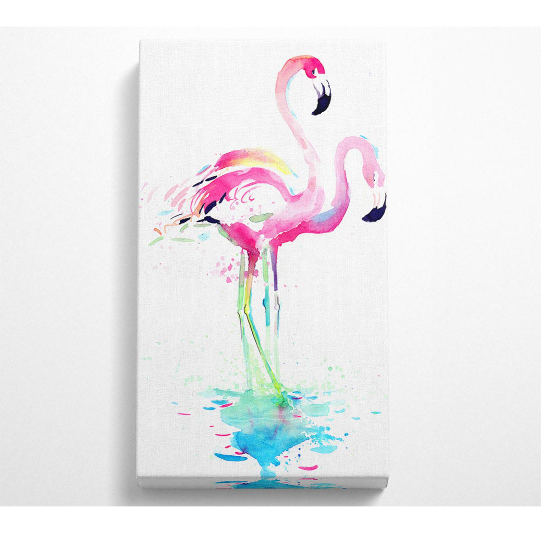 Alcides Flamingo Aquarell - Kunstdrucke auf Segeltuch