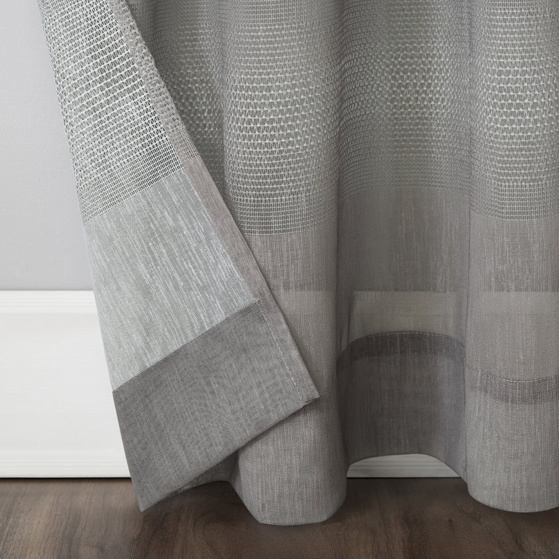 Gray Ombre Sheer Grommet Curtain Panel
