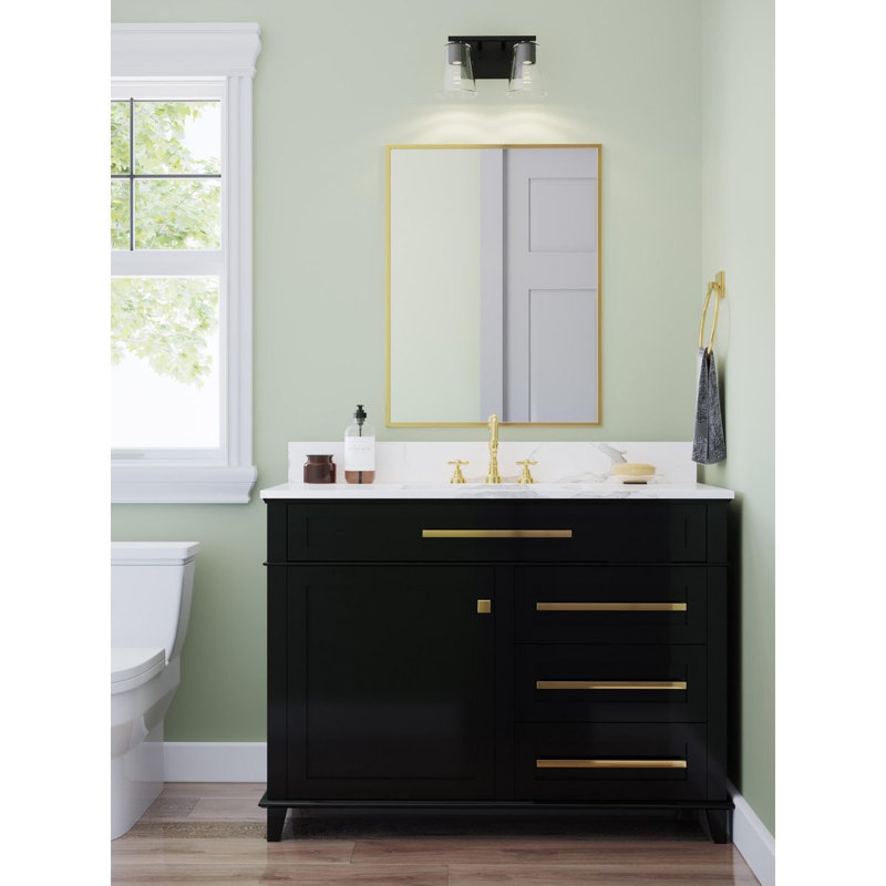 Éclairage pour salle de bain à 2 lumières à intensité variable Dormer, Transparent, Noir mat