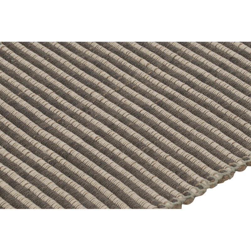 Rug & Kilim’S Accent Kilim, Square Rug In Textural Gray, Blue And White Stripes