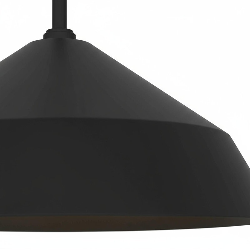 Luminaire suspendu à DEL noir de 14 pouces de diamètre intégré, H 6,38 po x l 14 po x P 14 po