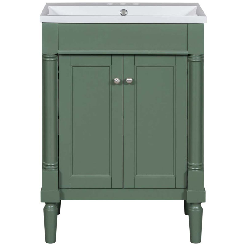 Meuble-lavabo de salle de bain Sopheak, Vert