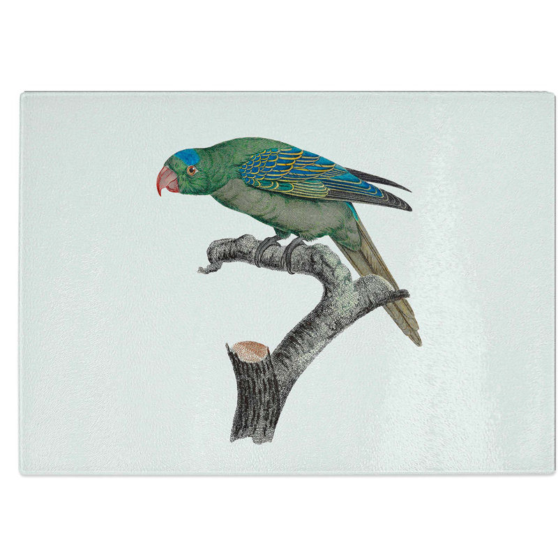 Tempered Glass Naped Parrot Chopping Board, 39 cm W x 28.5 cm L