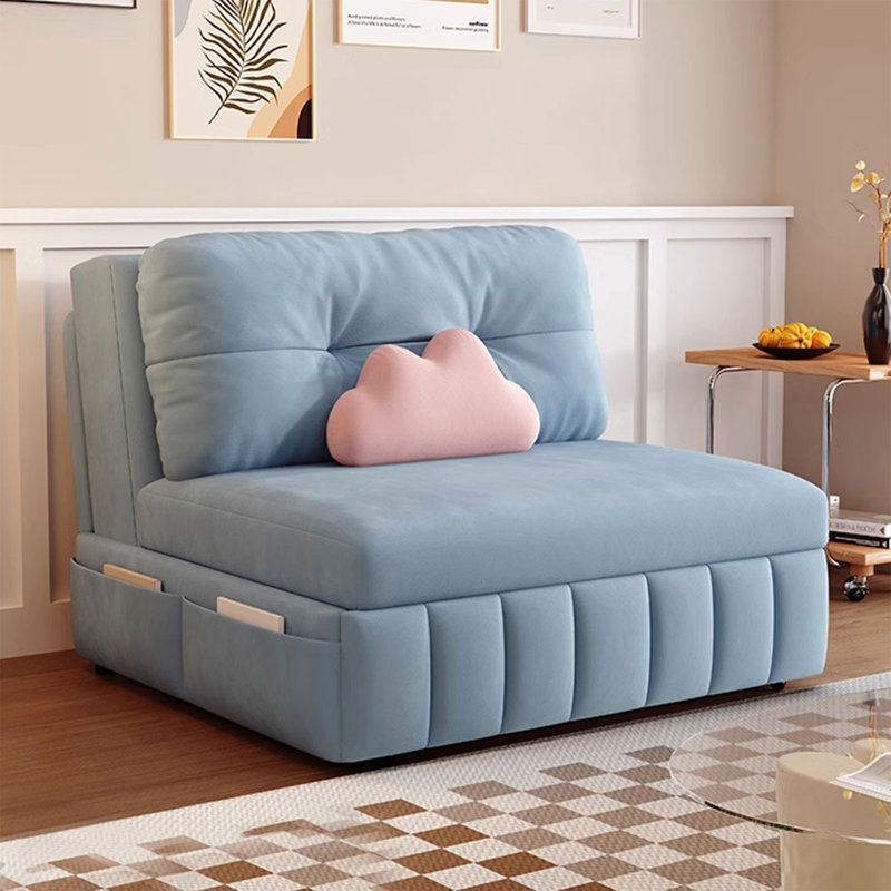 Coussin convertible 35,43 po en polyester bleu, 33.86"H x 35.43"L x 32.28"W