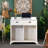 39.37" Brown+White Standard Solid Reception Desk