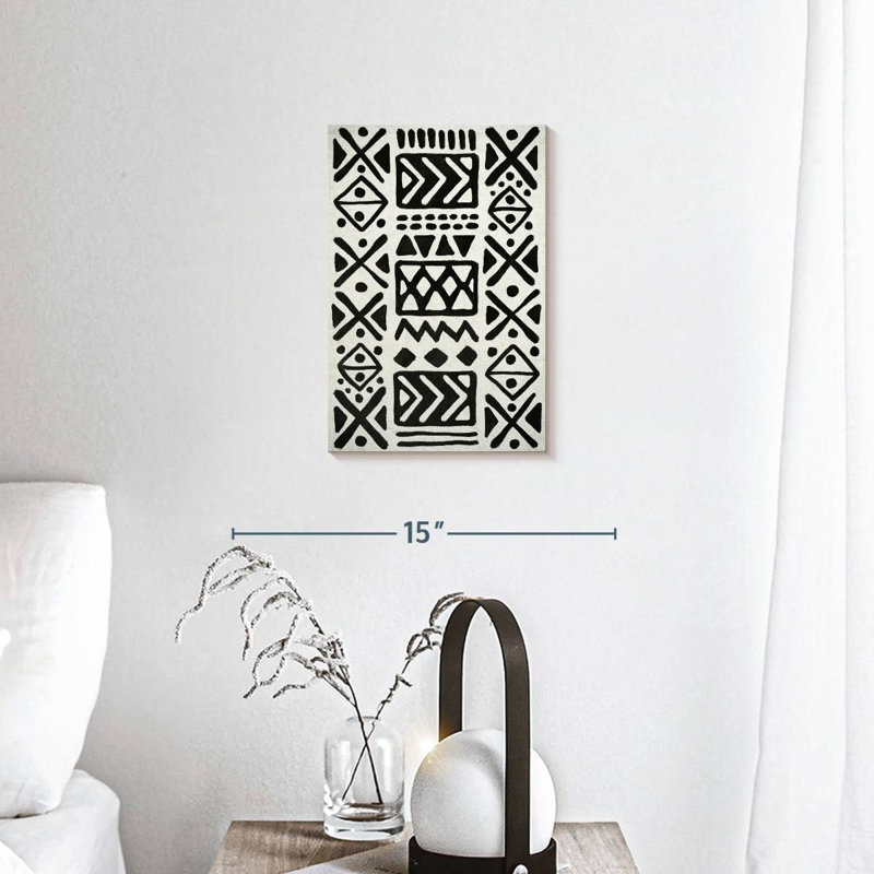 Abstrait géométrique africain sur toile, H 12 po x l 8 po x P 1 po