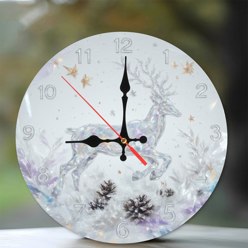 Hiver-Horloge-Renne-Pommes de pin