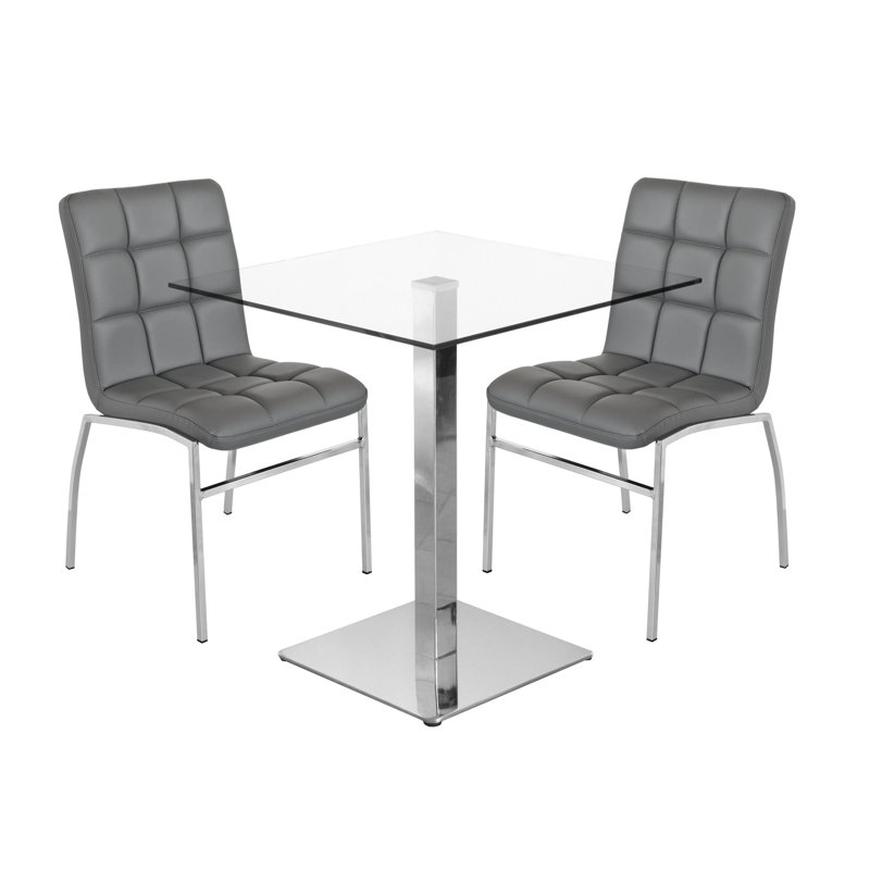 Derose 2 - Person Dining Set, Grey, 76cm H X 70cm W X 70cm D