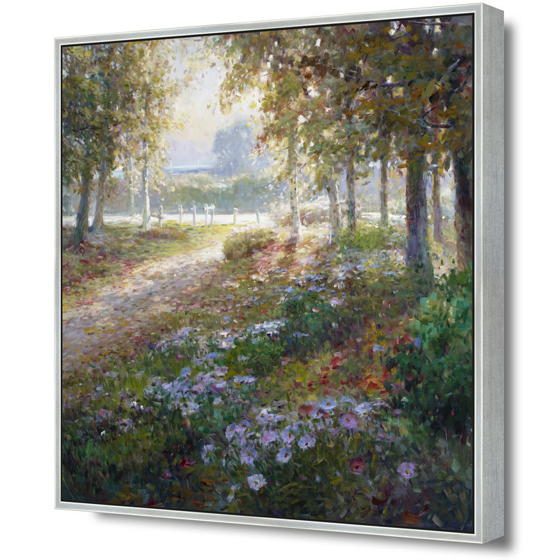 Autumn Morning Walk Print, Silver, 38" H x 38" W