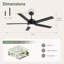 Ventilateur de plafond de 142 cm (56 po) avec lumière et télécommande, réversible et silencieux, idéal pour une chambre, une maison de campagne ou un salon. Usage intérieur.