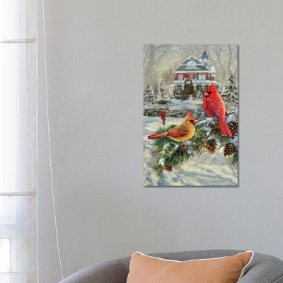 Cardinals And House 1 Piece Wrapped Canvas Wall Art
