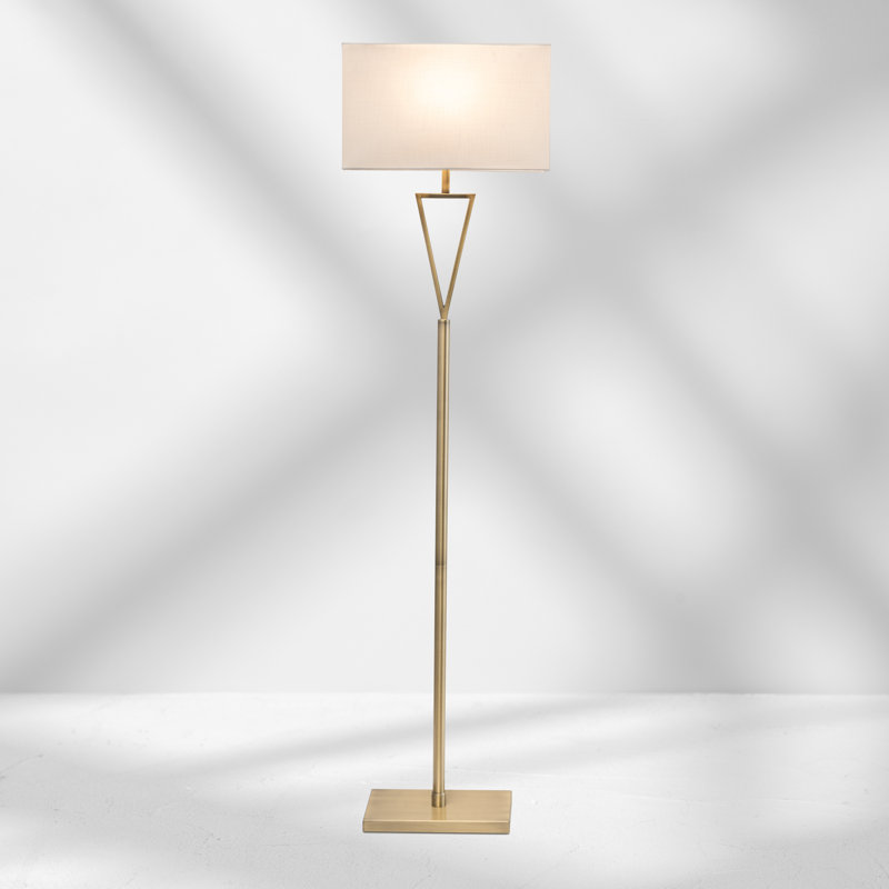 Sevastian 157cm Rectangle Slimline Floor Lamp, Ivory/White, Polished