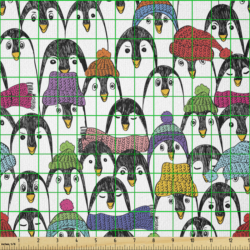 Debanhy Penguins in Colourful Hats and Scarves Multi-Purpose Fabric