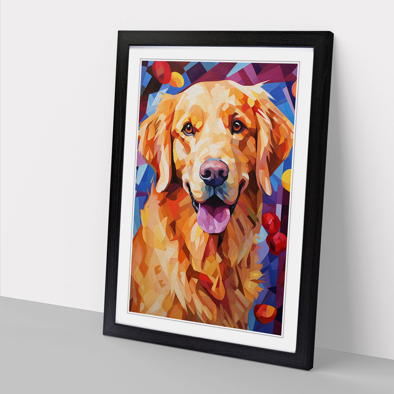 Golden Retriever Cubism - Framed Print