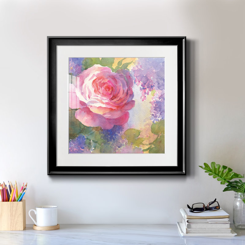 «Margot's Rose I» par J Paul, reproduction d'art sur papier encadrée, H 26,5 po x l 26,5 po x P 1,5 po, Papier encadré noir