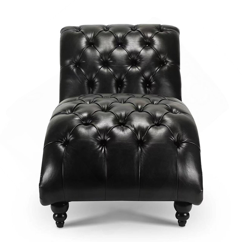 Chaise longue sans accoudoirs touffetée, Noir