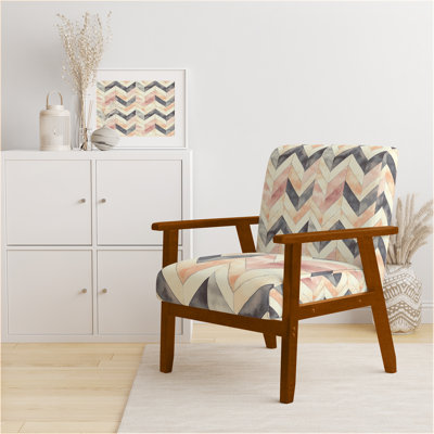 Contemporary Boho Accent Chair - black and orange boho Chevron Black Velvet Arm Chair