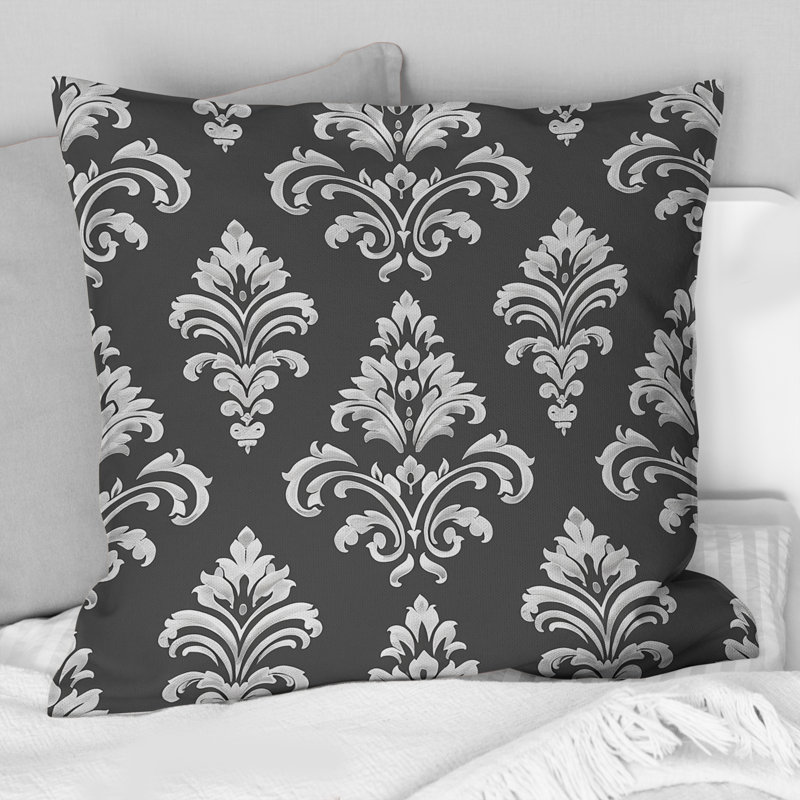 Motif damassé gris et blanc III - transitionnel, H 18 po x l 18 po