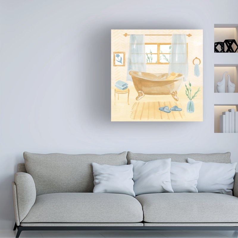 Art sur toile «Golden Bath II» par Annie Warren, H 14 po x l 14 po x P 2 po