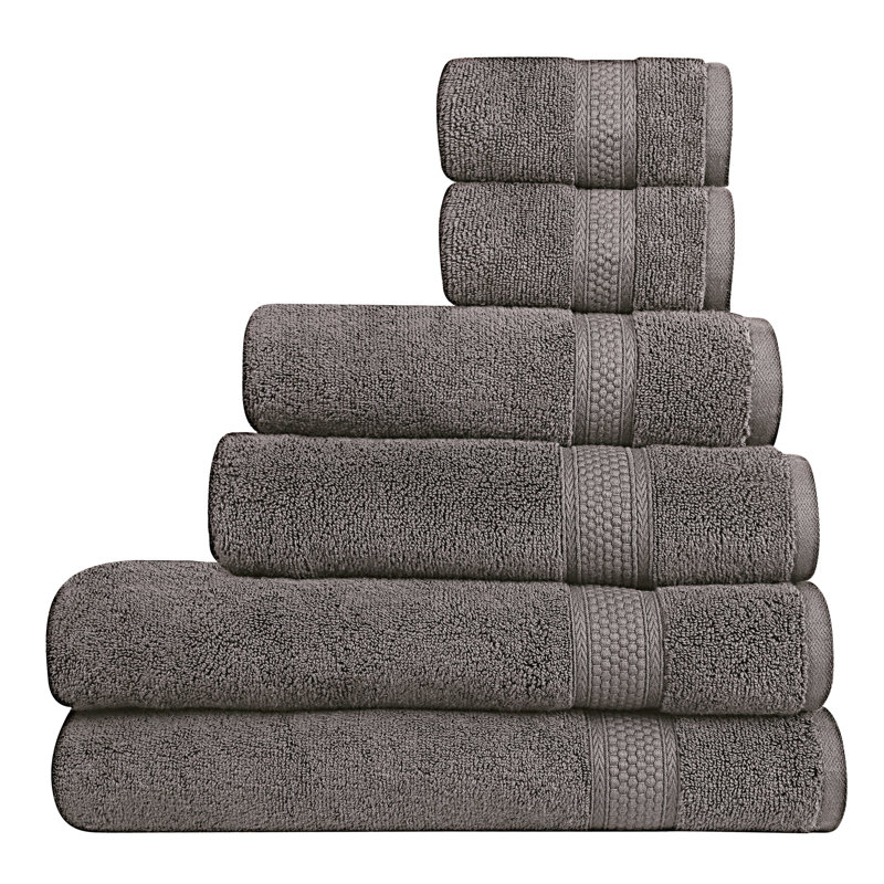 Ensemble de serviettes de bain multi-tailles de qualité supérieure Shaik - Alha, Gris anthracite, 6 Piece Set