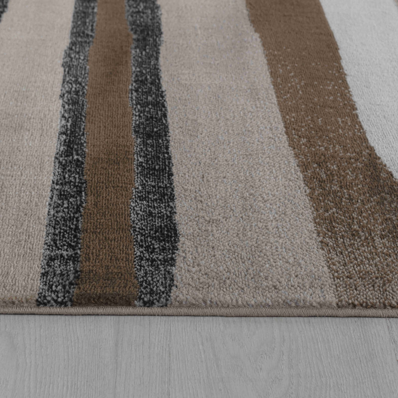 Tapis à motif abstrait brun / rouge 7 pi x 10 pi (6 pi 7 po x 9 pi 6 po) Branch Branch Zaman, tapis contemporain, à poils courts et résistant aux taches - salon, chambre à coucher, salle à manger et cuisine