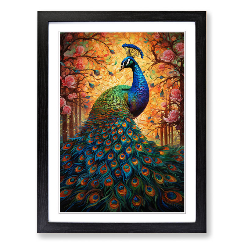 Peacock Orphism Framed Print, Black Framed, 64cm H x 46cm W x 2cm D