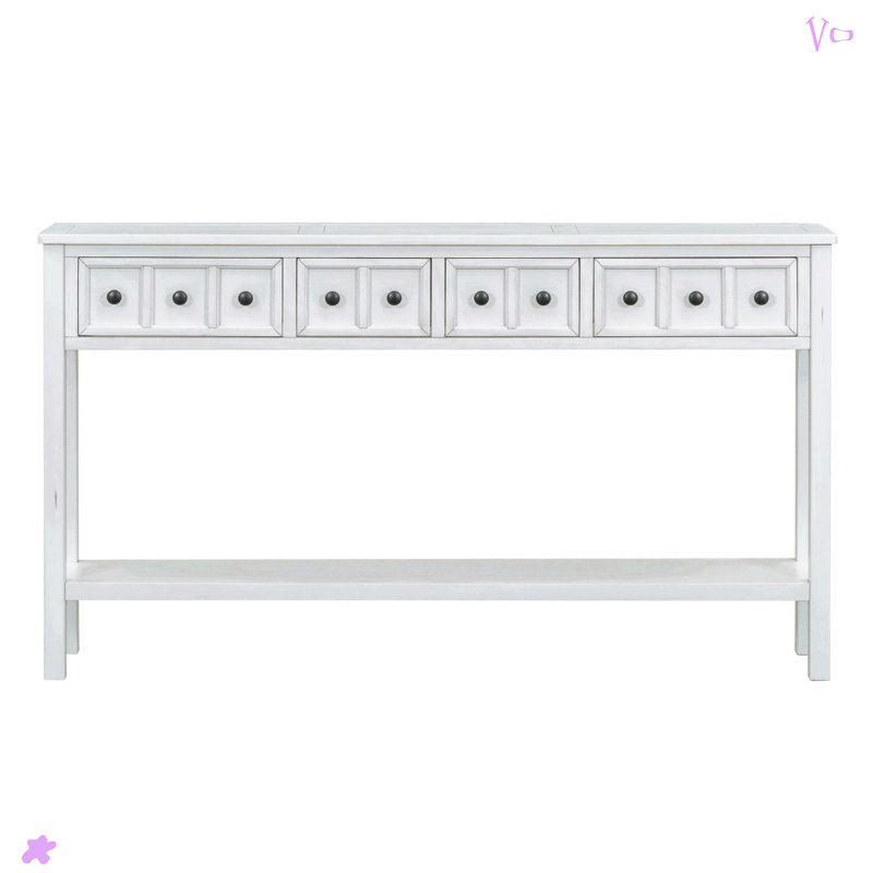 Tarsita Rustic Entryway Console Table Long Sofa Table with Drawers and Bottom Shelf Entryway Table, Antique White