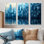 «Drip Paint» de Blue Cubic Matrix III - décoration murale, 3 pièces