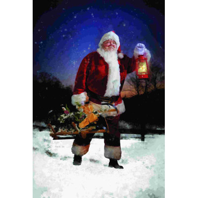 " Santa Lantern Snow " Painting Print