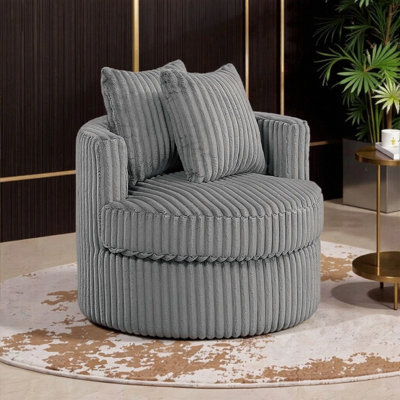 Fauteuil d'appoint pivotant moelleux - velours côtelé et rotation à 360 °