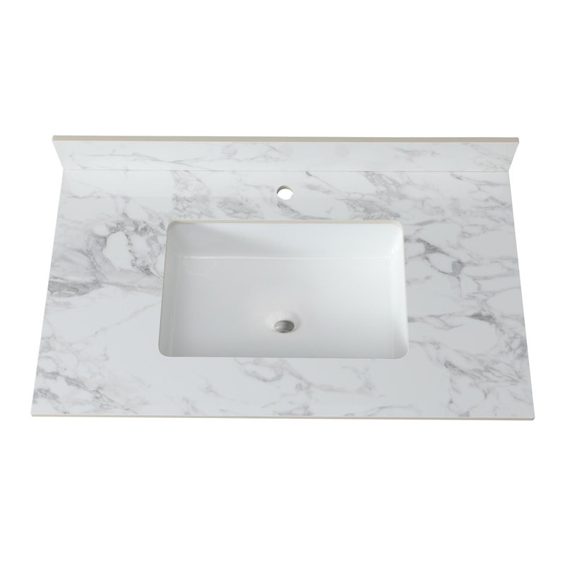 Lavabo encastré rectangulaire en céramique, Simple